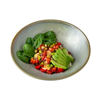 Салат с лососем, авокадо и киноа